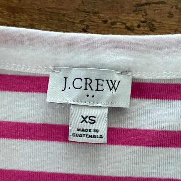 J Crew Womens Striped Button Shoulder Tee XS Pink White Stripe Preppy Shirt Top - Picture 9 of 9